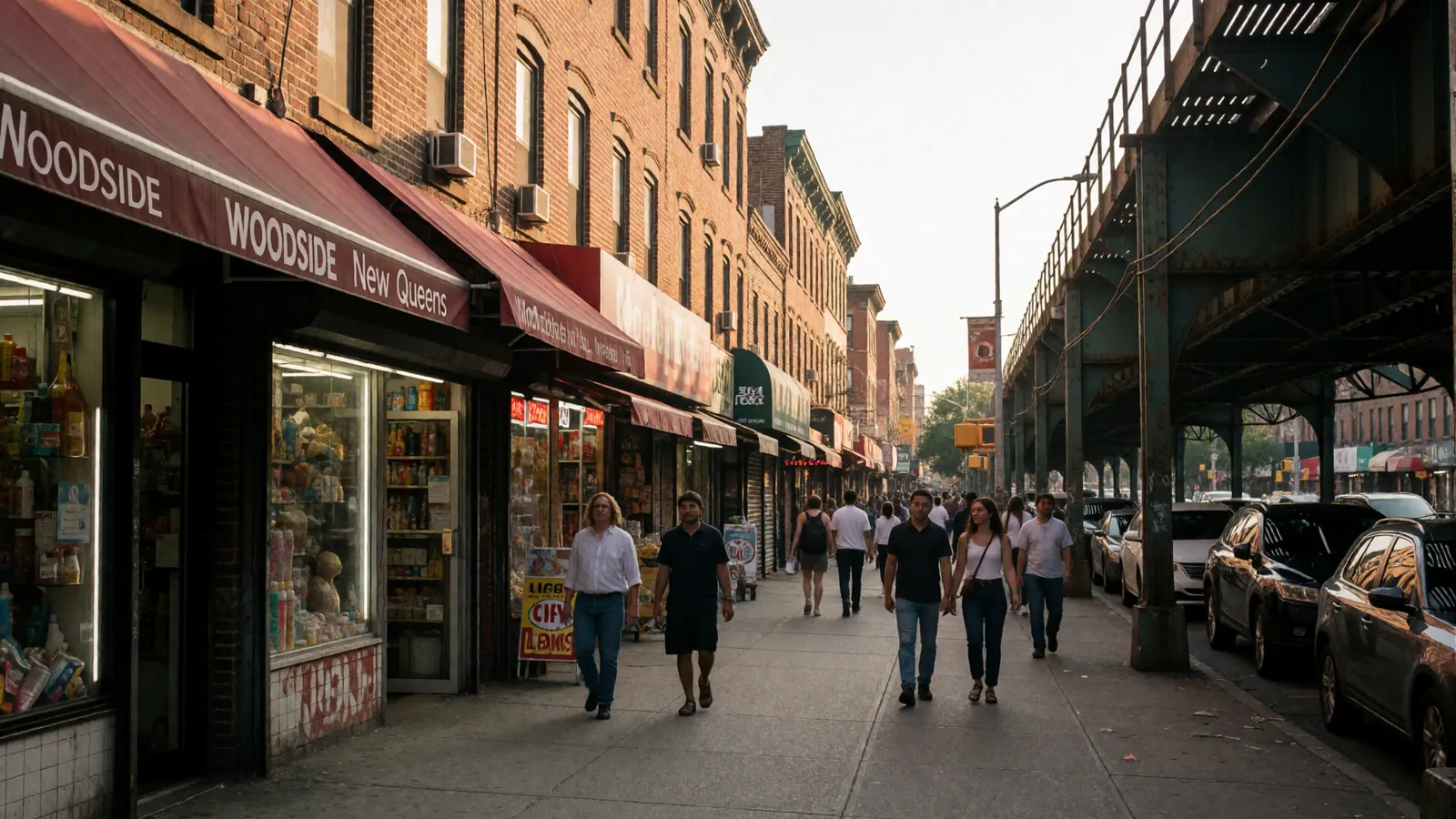 Woodside, Queens under the elevated subway line